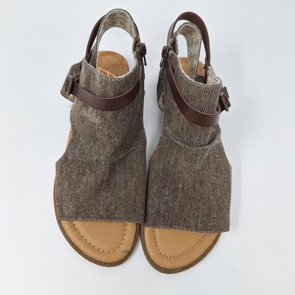 Blowfish Sandals Women's 8 Gladiator Flat Strappy Malibu Beige Fabric Open Toe - Picture 4 of 15